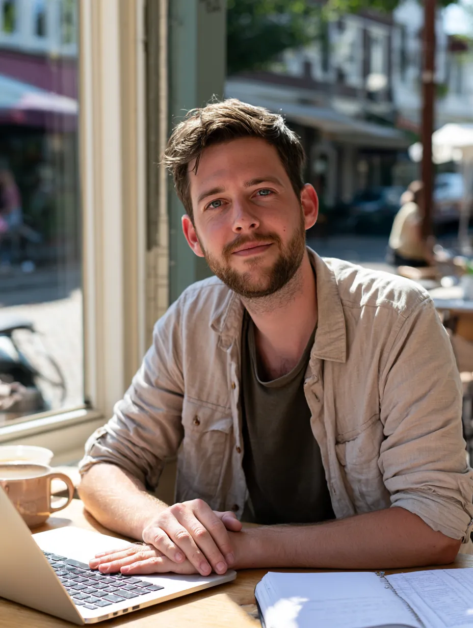Content editor at a cafe window who reviews our personal loan guides
