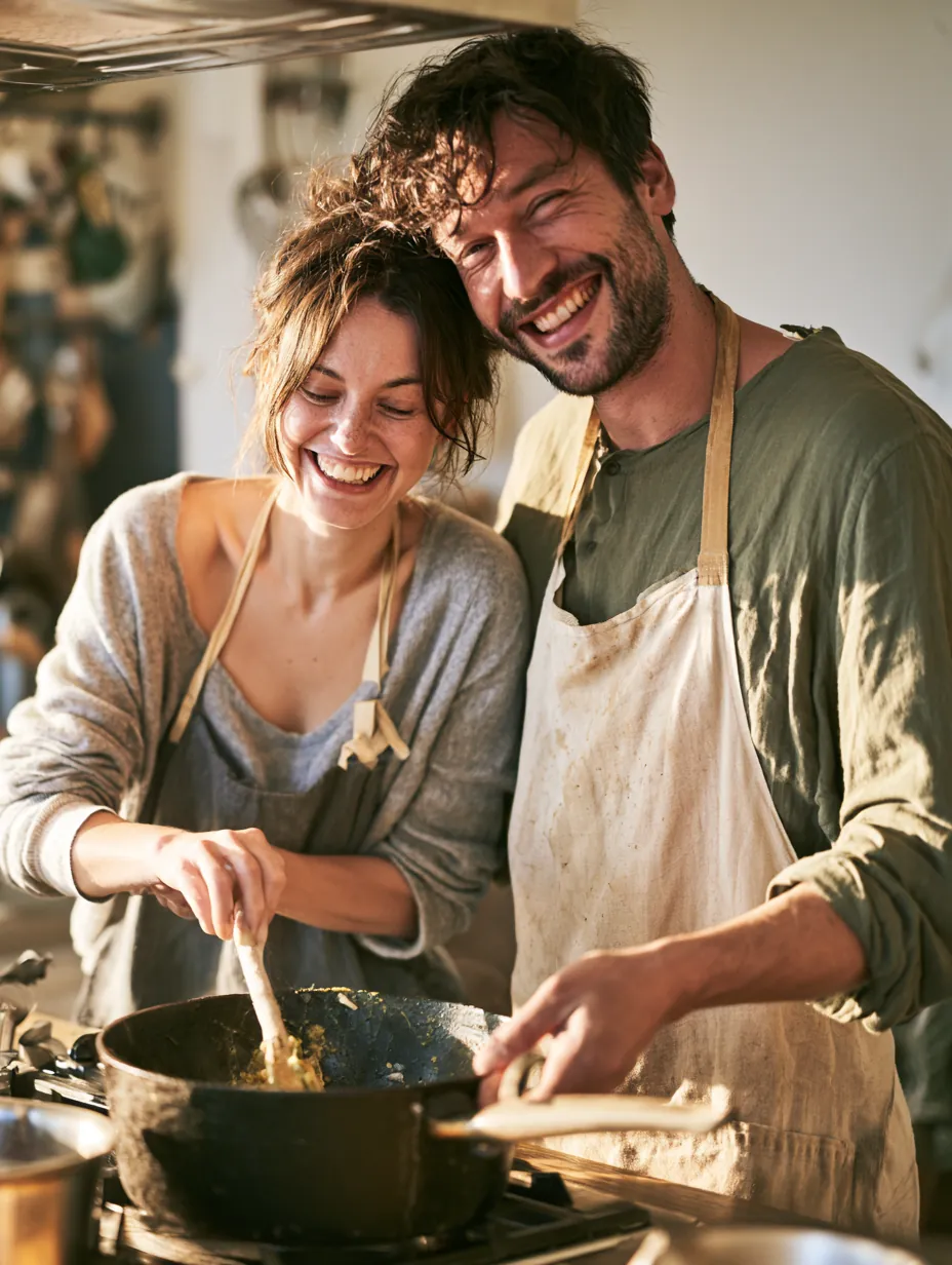 Couple cooking dinner at home after simplifying card payments with a personal loan