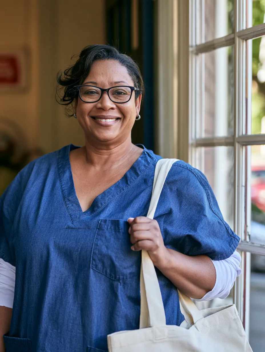 Home health aide arriving at a client's door, a borrower who used one request to compare personal loans