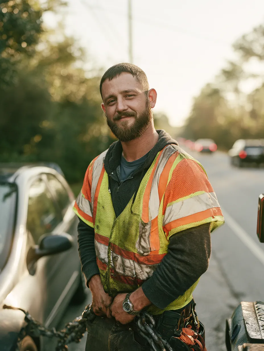 Tow truck driver on a roadside, an unexpected cost a short-term personal loan can cover